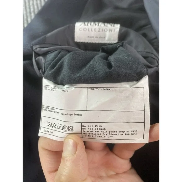 Armani Collezioni Suit Jacket 40 R Black Solid Designer Premium Luxury Italy